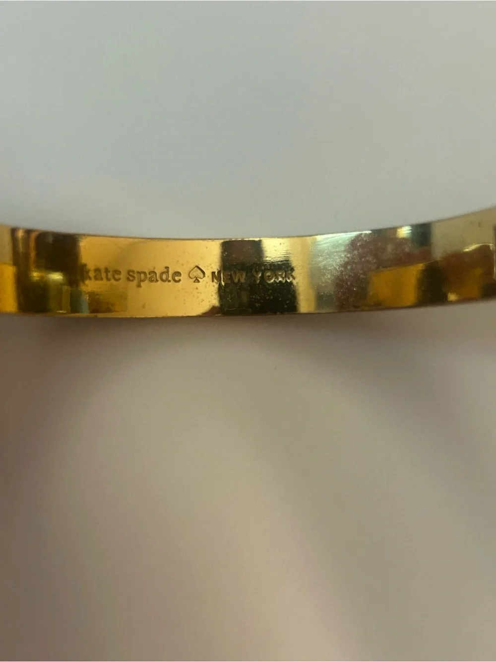 Kate Spade New York Black Enamel Gold- Tone Hinged Bangle Bracelet -Spade Cutout